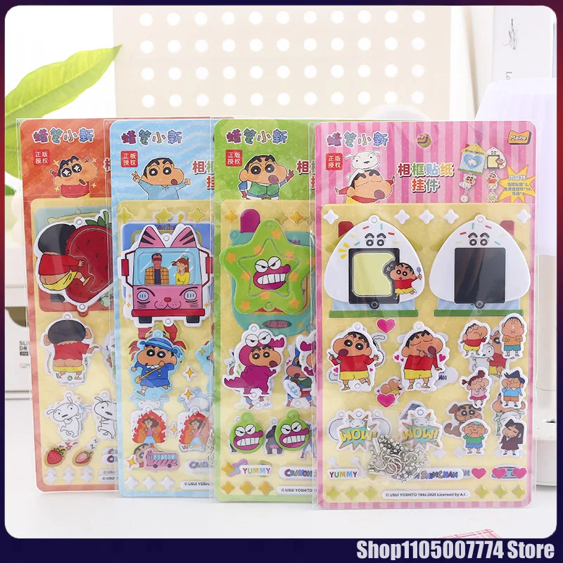 4 Uds. De crayón Kawaii Shin-Chan, pegatina para marco de fotos, pegatinas colgantes, funda de teléfono creativa Diy, decoración de cámara, juguete de recompensa para niños