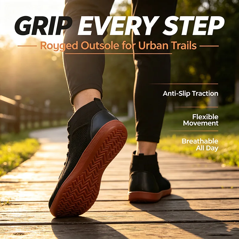 Mid Top Barefoot Shoes for Men Women Wide Toe Box Minimalist Sneakers Breathable Knit Zero Drop Wide Fit Casual Walking Shoes