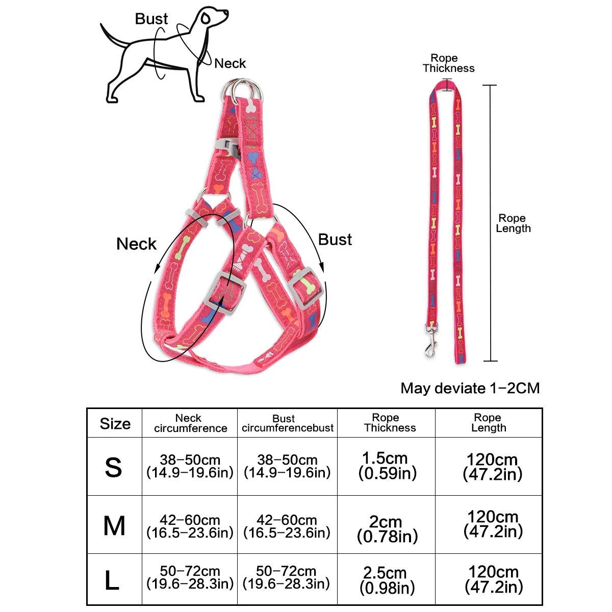 A set of cartoon bone dog harness handles for indoor and outdoor use