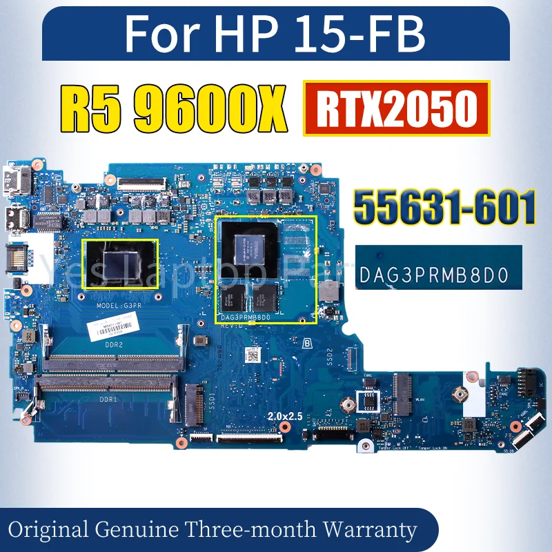 DAG3PRMB8D0 For HP 15-FB Laptop Mainboard 55631-601 R5 9600X RTX2050 GN20-S7-B-MP-KB-A1 Notebook Motherboard