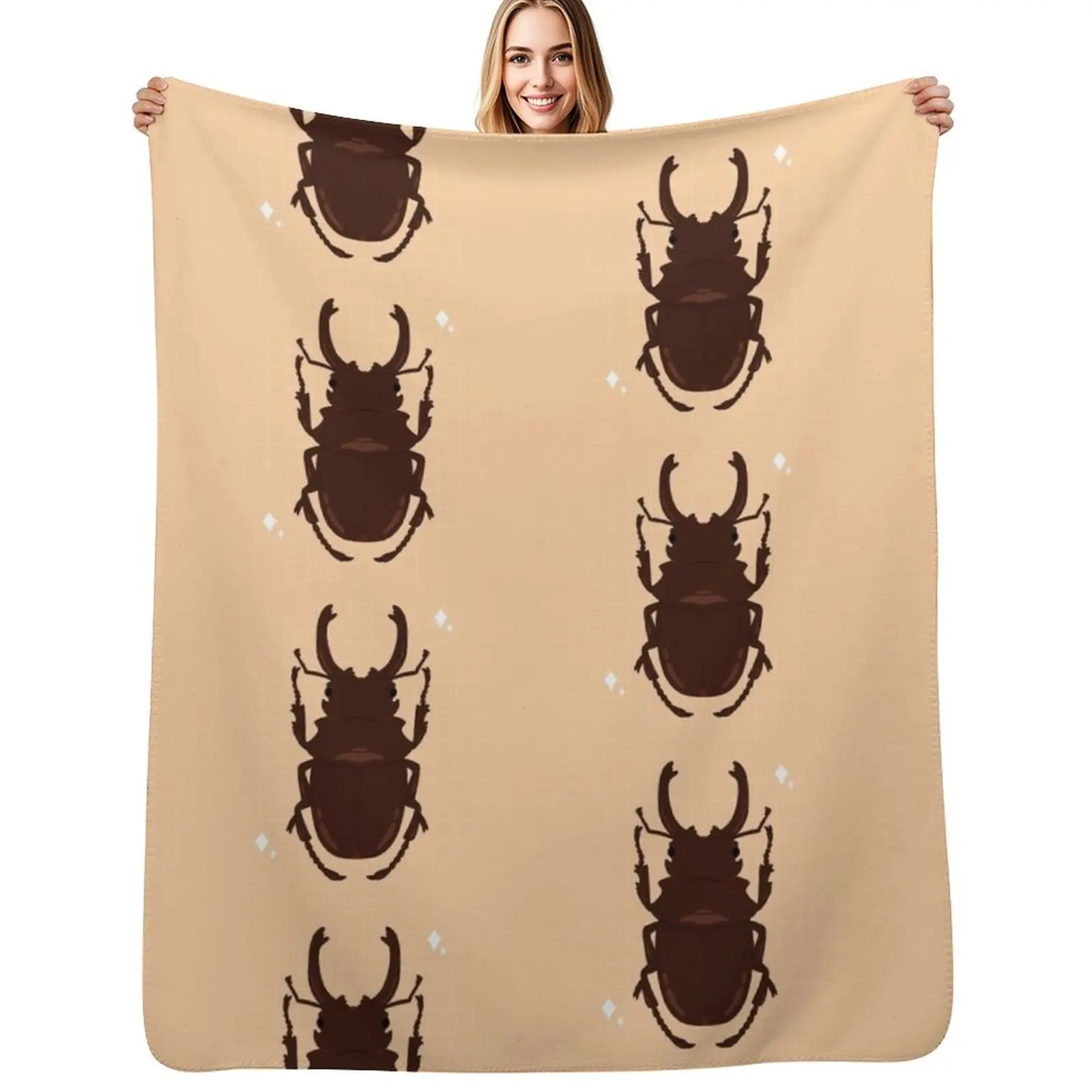 Cute Stag Beetle Throw Blanket warm for winter Sofa Camping Hair funny gift Bed linens Blankets