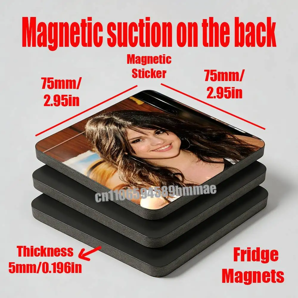 For Selena Gomez Singer Fridge Magnetic Cards Cover Metal Icebox Cabinet Custom Refrigerator Magnets