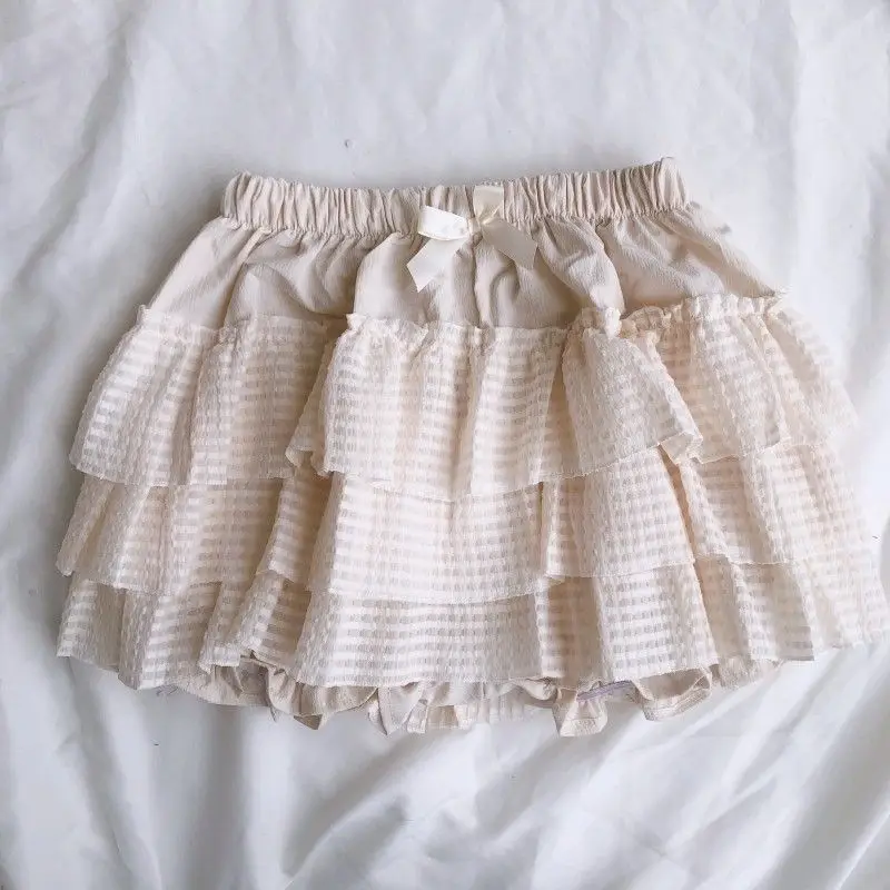 

Mini Skirt For Women 2025 Faldas Mujer De Moda Sweet Summer Jupe High Waist A-line Ruffles Fashion Sweet Cute Y2k Skirts 63g657