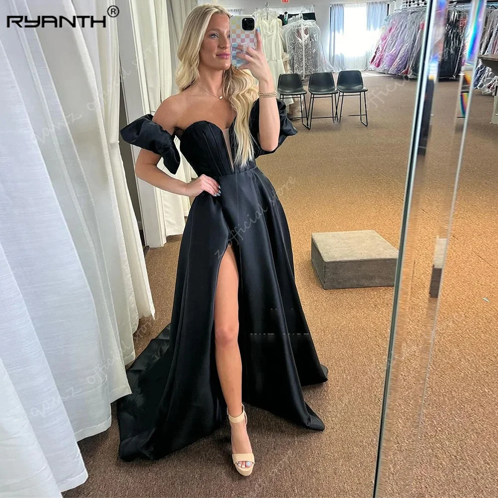 Ryanth-vestido de graduación con hombros descubiertos, traje de noche con abertura lateral, Túnica ceñida al cuerpo, quinceañera, 15