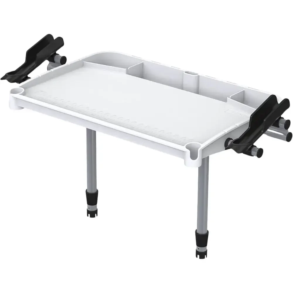 

Large Cutting Board Table with Rod Holders, Fish Cleaning Station, Boat Mount, Plier Storage, and Built-In Ruler