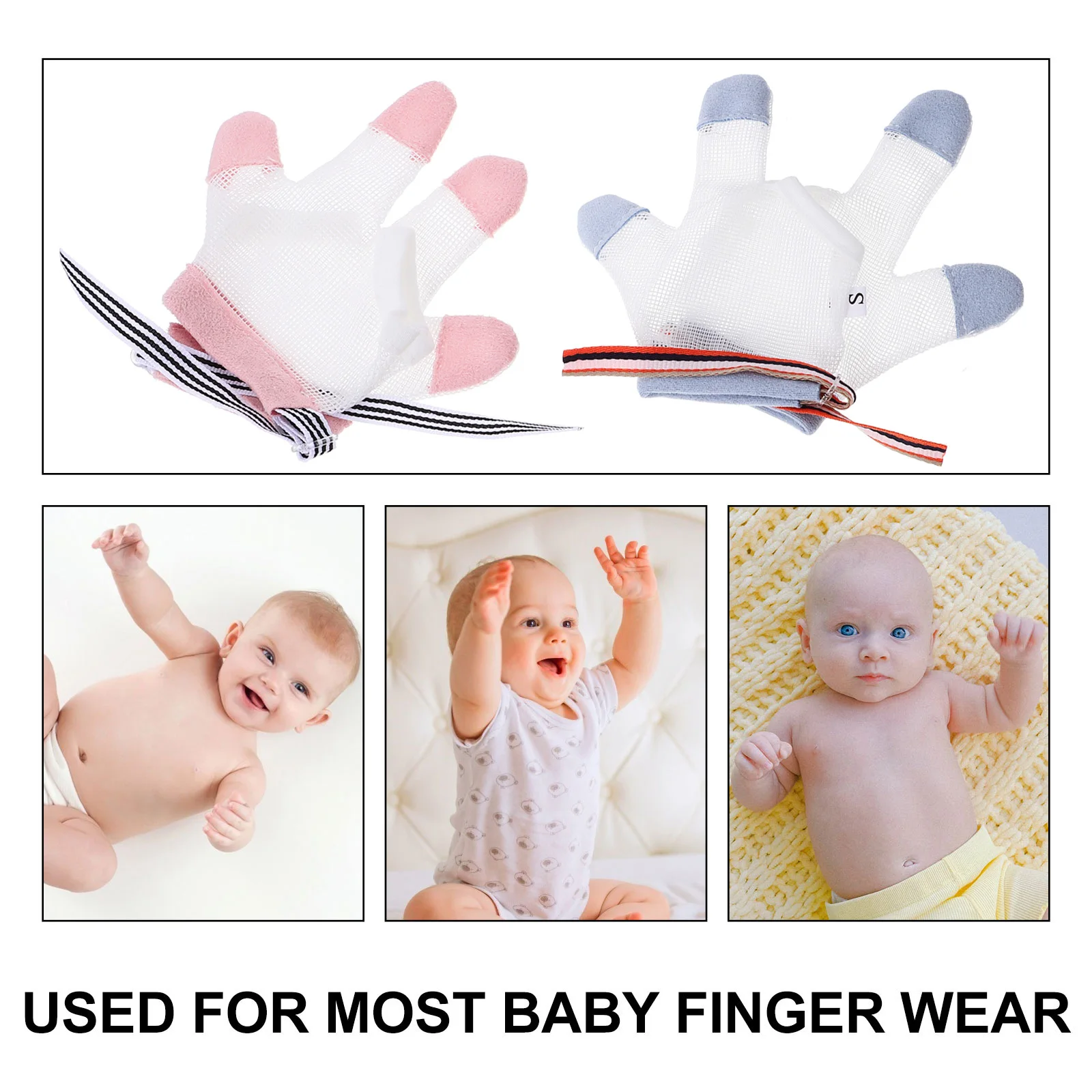 

2Pairs Finger Sucking Stop Gloves Baby Anti Thumb Sucking Cover Breathable Nail Biting Stop Guard Soft Infant Protective Gloves