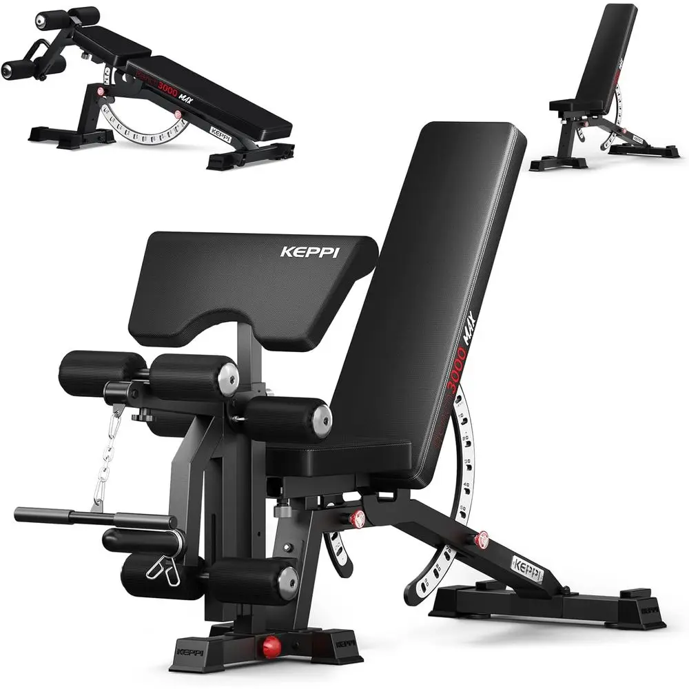 

Регулируемая скамья для жима с функциями разгибания ног, сгибания на бицепс и приседаний для домашних тренировок