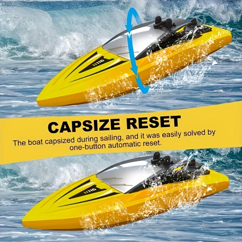 H116 2.4 جيجا هرتز قارب سباق للتحكم عن بعد مقاوم للماء عالي السرعة قابل لإعادة الشحن لعبة مائية هدية #1