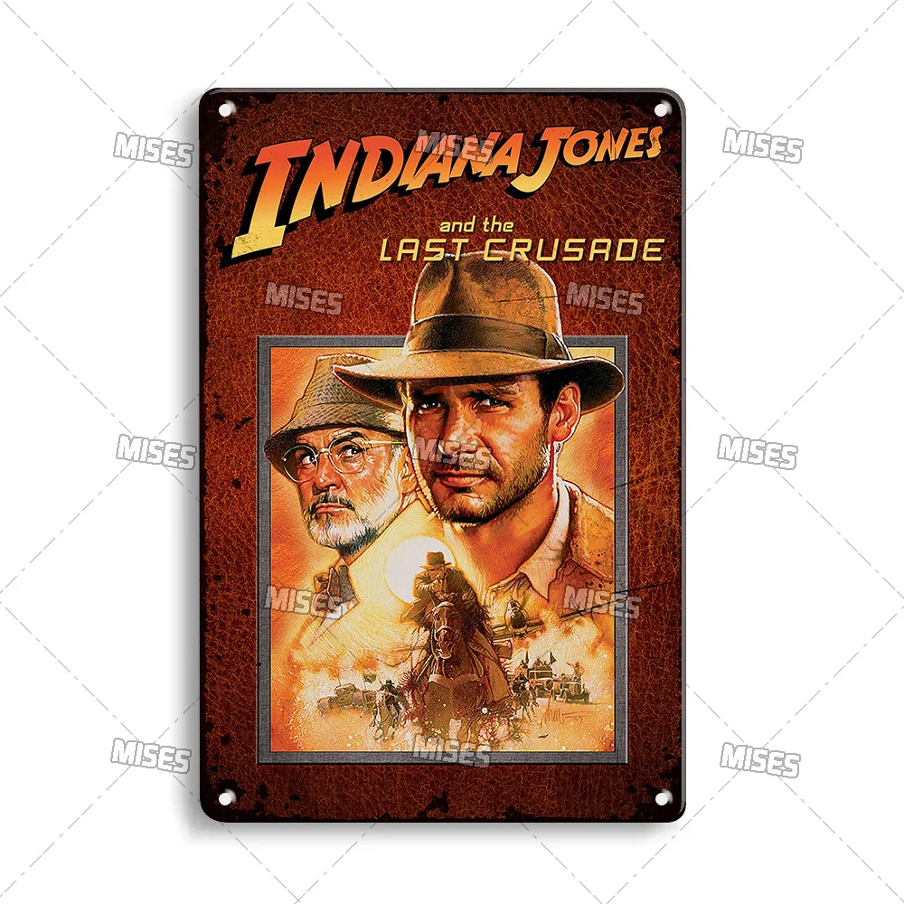 MISES Filme Indiana Jones e a Última Cruzada Metal Tin Sign Placa de Metal Vintage Home Bar Studio Decoração Industrial Placa de Parede