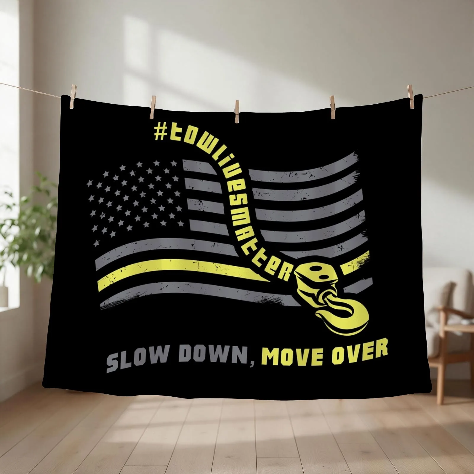 Slow Down Move Over - Tow Truck Operator Gift Throw Blanket couch cozy soft plush fuzzy picnic outdoor blanket