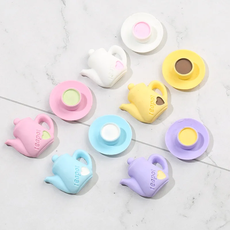 

10Pcs New Cute 3D Teapot Flat Back Resin Cabochons Scrapbooking DIY Jewelry Craft Decoration Accessories Coffee Cup Charms