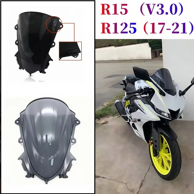 

Козырек для мотоцикла, лобовое стекло, подходит для YAMAHA YZF R125 R15 V3.0 2017 2018 2019 2020 2021, двойной пузырь