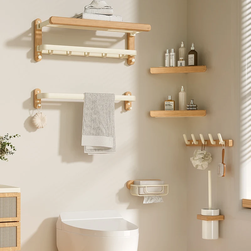 

Towel rack, solid wood high-end bathroom towel rack