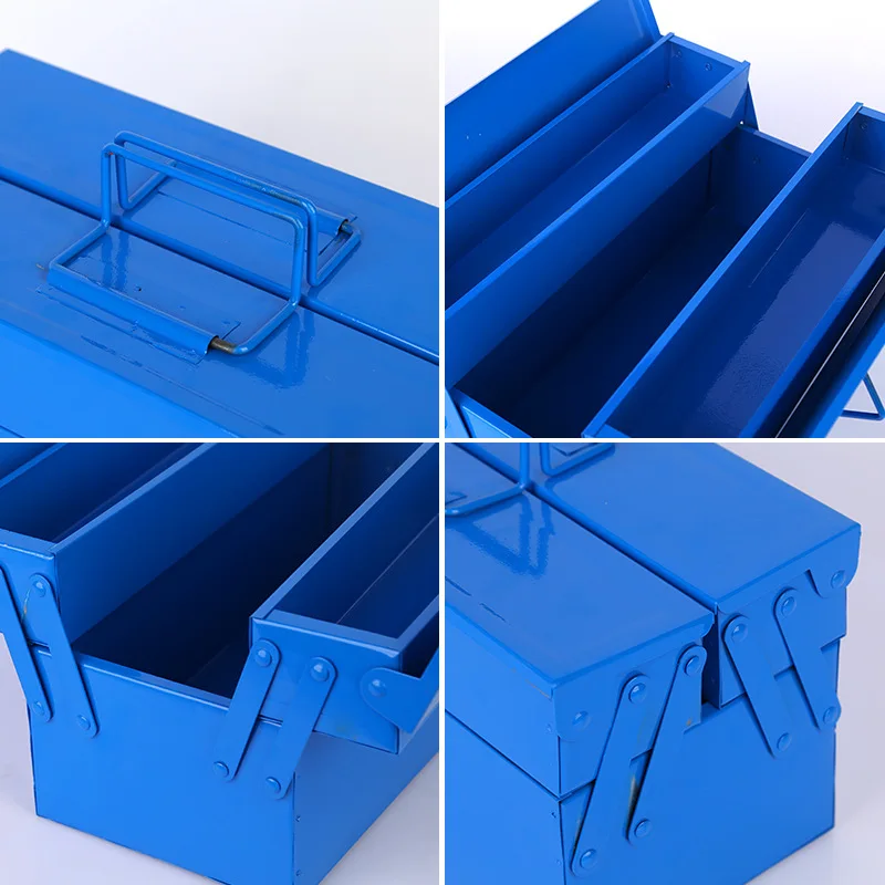 1PC Blue Double Layers Tool Box Multifunctional Metal Storage Box Household Electrician Hardware Maintenance Tools Box