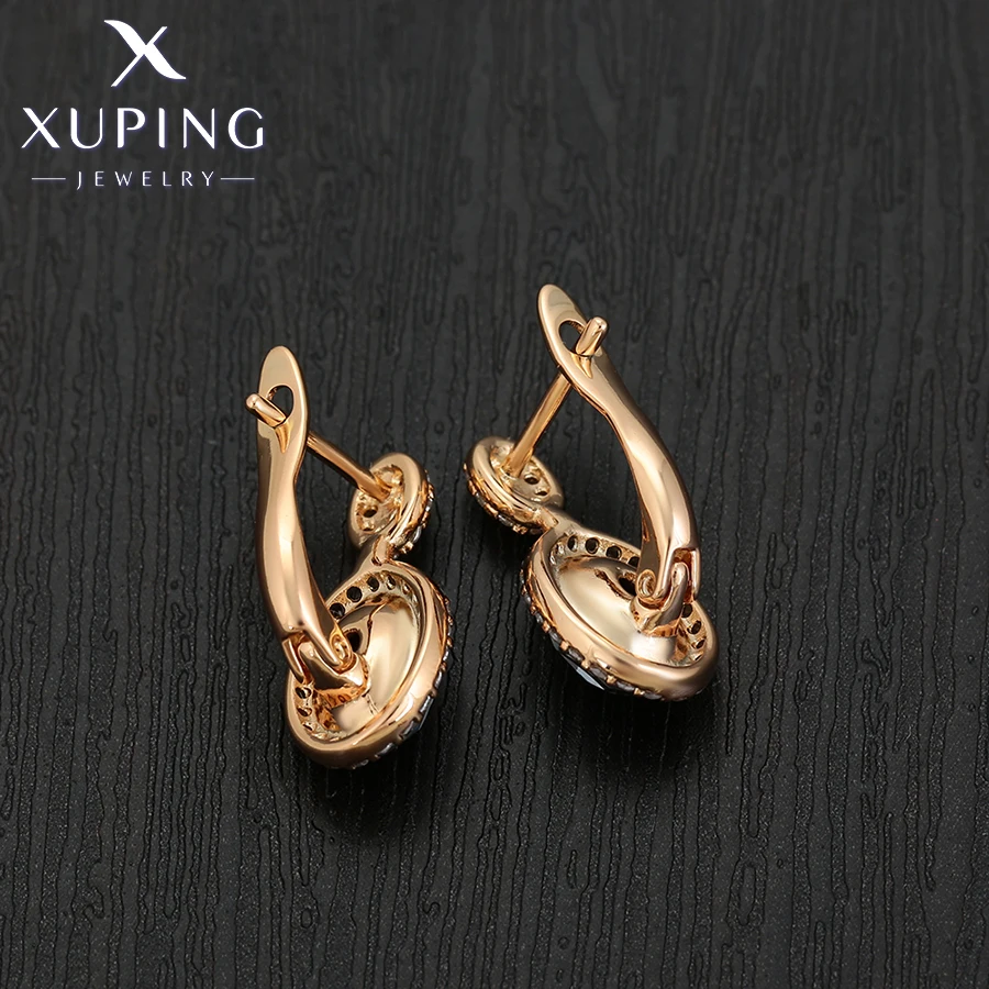 Xuping Jewelry New Arrival Fashion Women Crytsal Hoop Earring of Gold Color Birthday Gift X000602300