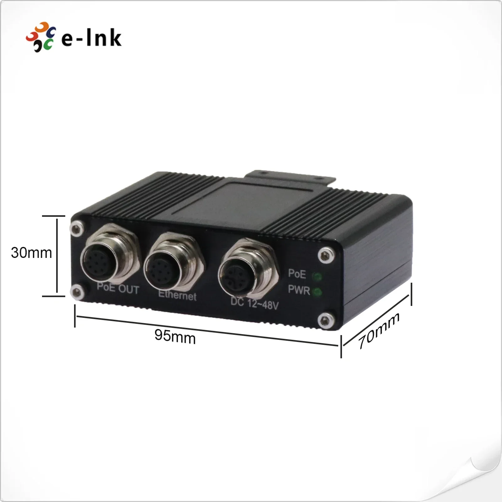 Mini Industrial Gigabit 1.25G 2.5G 5G 10G 30W 90W IEEE802.3AT BT PoE Injector M12 Connector for Railway Subway Transport Network