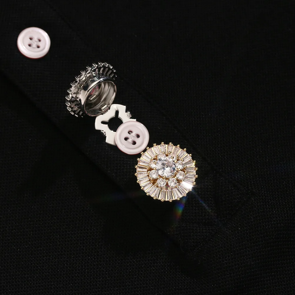 A Pair Luxury Copper Gold-Plated Women's Sew-Free Cufflinks Hot-Selling Shirt Button Covers Decorative Accessories