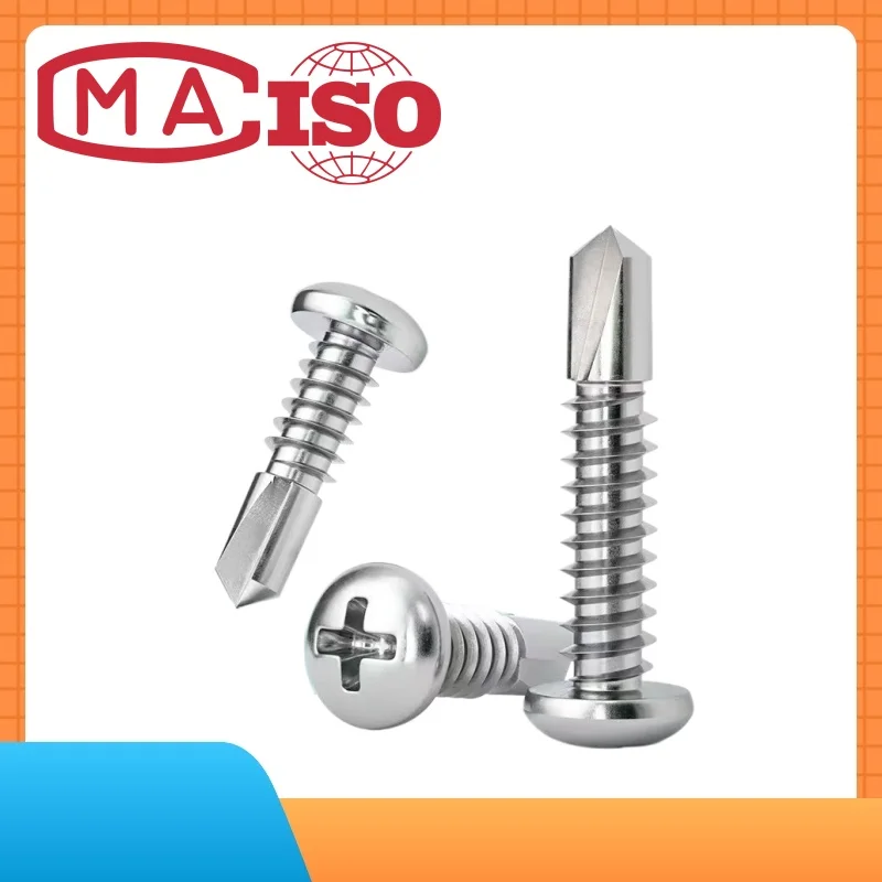 50/20Pcs #8/M4.2 #10/M4.8 Sheet Metal Screws 410 Stainless Steel Pan Head Fast Self Tapping Screws