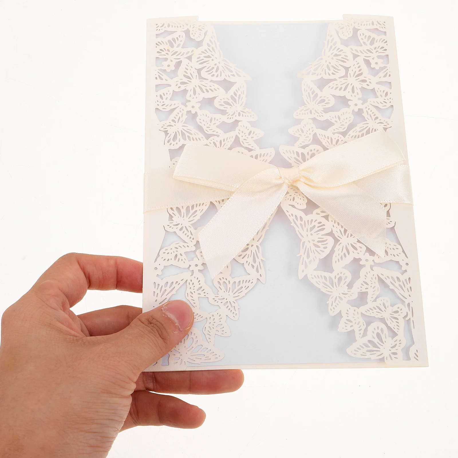 

5Sets Butterfly Floral Wedding Invitations Lace Cut Laser Blank Cards Envelopes Bridal Shower Engagement Anniversaries Party