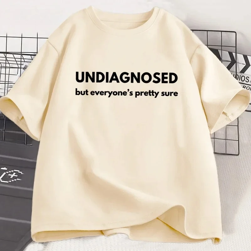 Undiagnosed But Everyone Is Pretty Sure Autism Graphic T Shirt Women Funny Weird Printed Short Sleeve Tee Women Clothes Y2K Top