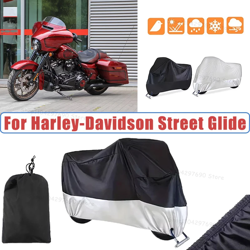 210D Oxford Motorcycle Cover Waterproof All Season UV Protection For Harley Street Glide Anti-Tear Windproof Motorbike Cover