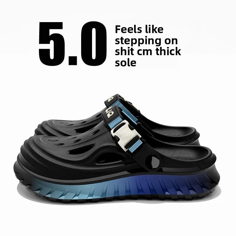 

Outdoor non-slip hole shoes men's bag head slippers breathable seaside beach camping wading driving cold slippers outside