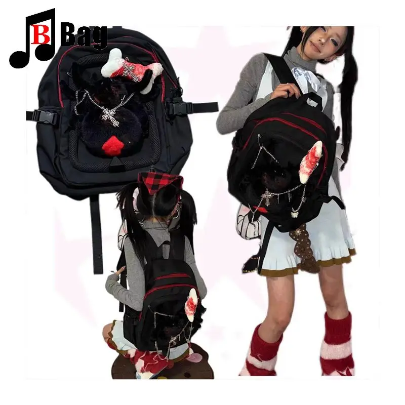 Gothic Lolita JK Harajuku Women's Girls Punk One Shoulder Handbag Y2K  Large Capacity Spider Book Bags Versatile Backpack Tote