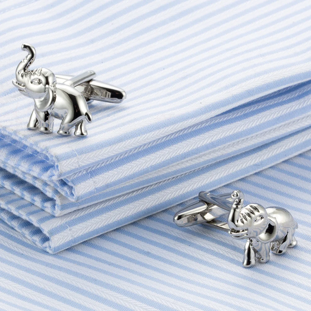 

1 Pair Elephant Shape Shirt Sleeve Cuff Studs Fashion Wedding Cufflinks Silver Elegant Daily Wear Special Occasion Unique Design