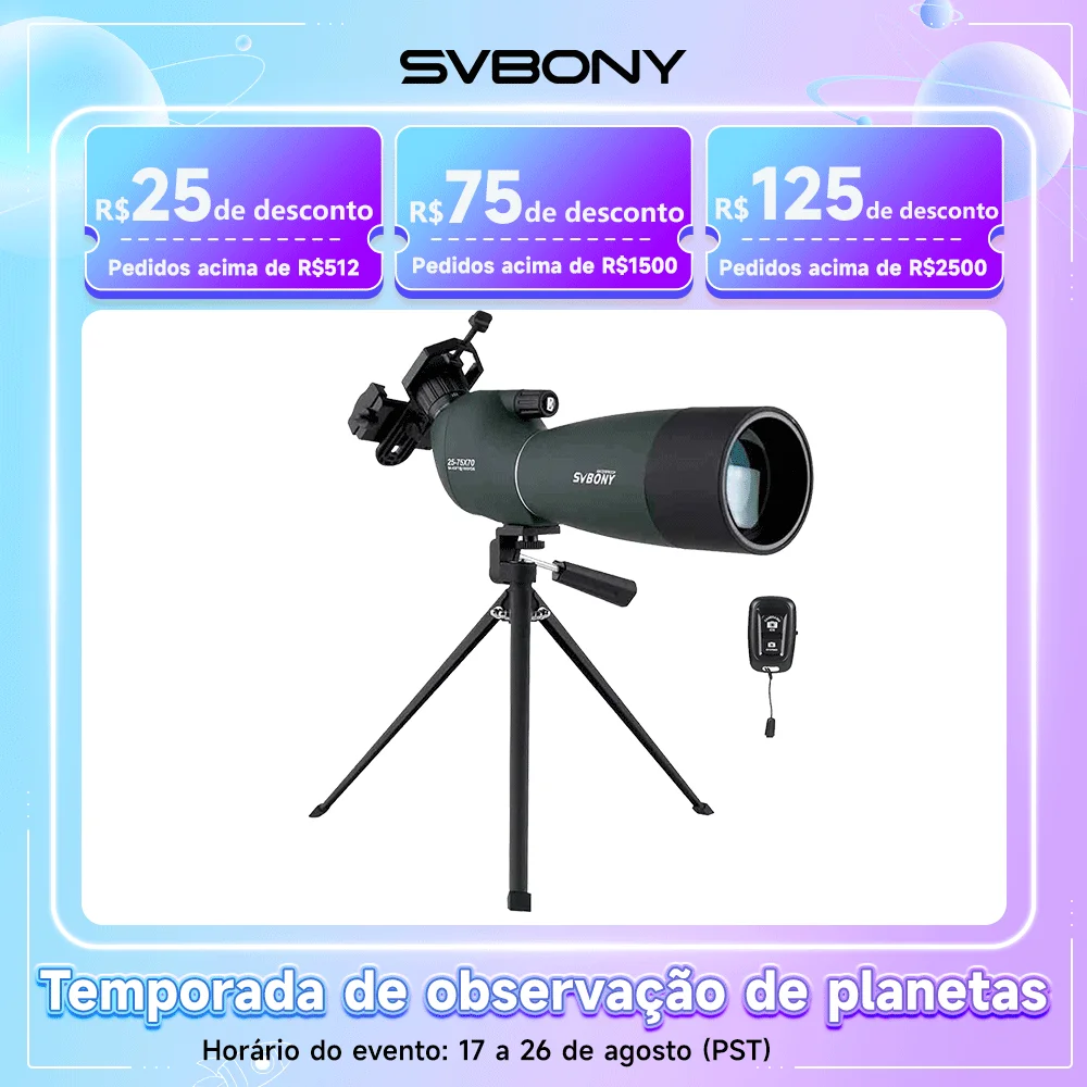 SVBONY Telescópio 50/60/70mm Zoom Poderoso Prisma PORRO