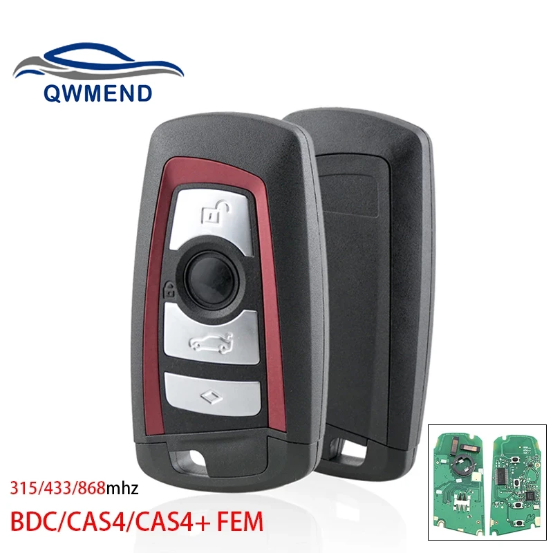 

QWMEND Car Remote Key for BMW F Chassis BDC/CAS4/CAS4+ FEM Car Key 4 Buttons 315/433/868MHz for BMW Keys