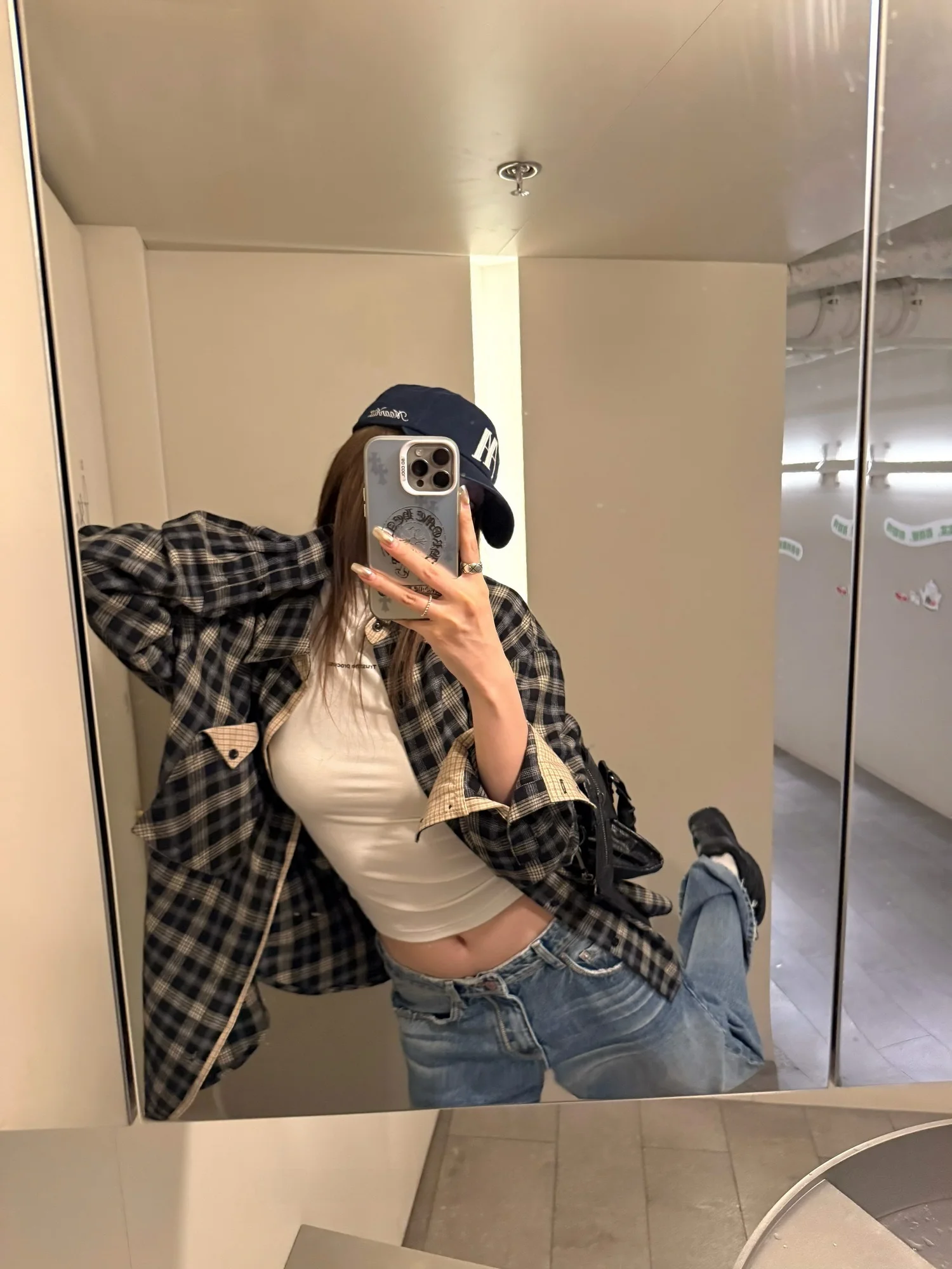 

Autumn Limited Plaid Flannel irt Jaet Women's Loose Long Sve Top Tenkevin Casual Cotton Blend Collar Open Cardigan