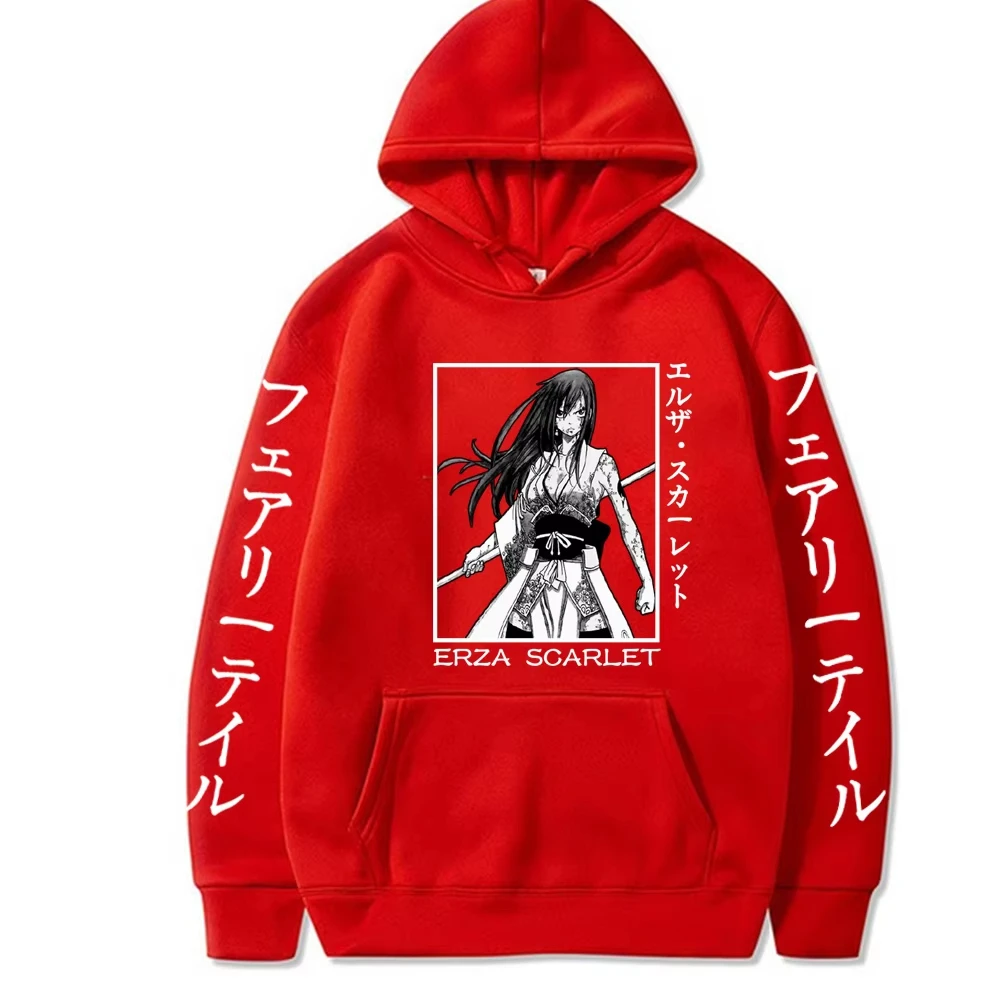 حار أنيمي الجنية الذيل طباعة ارزا القرمزي المطبوعة مقنعين الرجال النساء العصرية هوديس حجم كبير بلوزات Harajuku الذكور الشارع الشهير