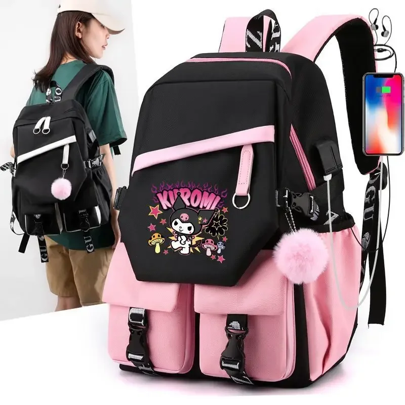 Sanrio My Melody Peripheral Backpack Kuromi Female Cute Sweet Kawaii Elementary School Students Junior High School Bag Mochila