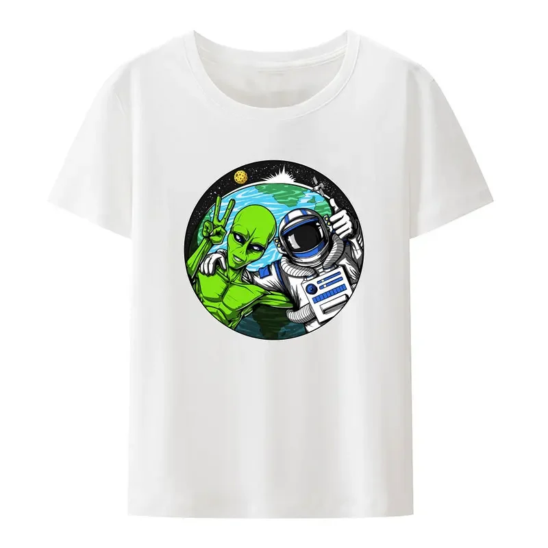 Hipster Astronaut Alien Peace Classic Modal Print T-Shirt Creative Men Women Summer Short Sleeve Loose Breathable Cool Camisetas