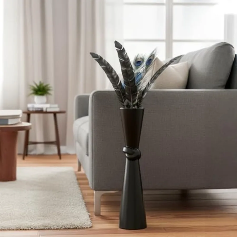 Tall Black Floor Vase 23.6 Glossy Resin for Pampas Grass Dried Flowers Modern Farmhouse Indoor Decor view 4