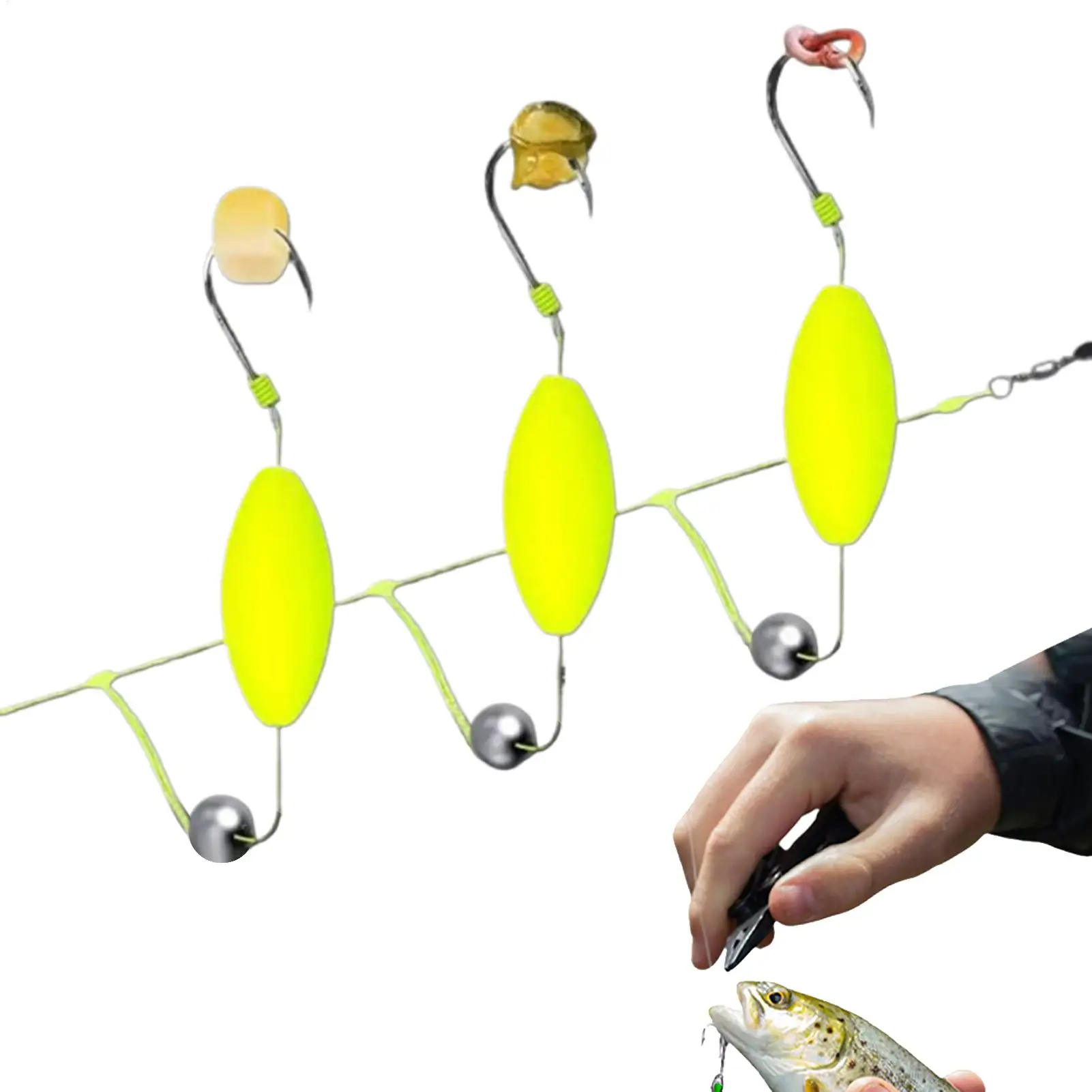 

Strong Catfish Rigs with 3 Hooks, High Low Leader for Freshwater Saltwater Fishing, Bass Crappie Carp Kayak Gear