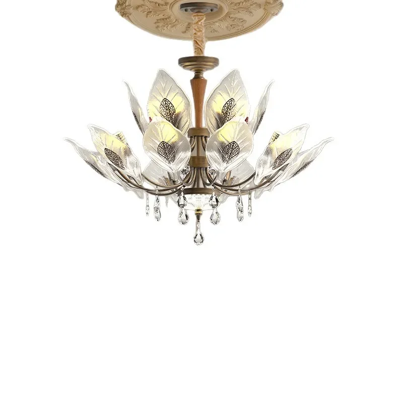 French Retro Chandelier for Living Room Dining Hall Medium Size Vintage American New Chinese Style Ceiling Light Fixture
