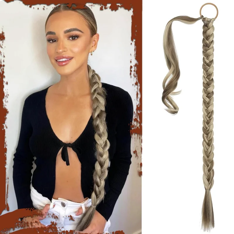 

30-дюймовый длинный наращивающий хвост с резинкой для волос, прямая гладкая обертка вокруг, для ежедневного использования женщин, натуральный мягкий синтетический H