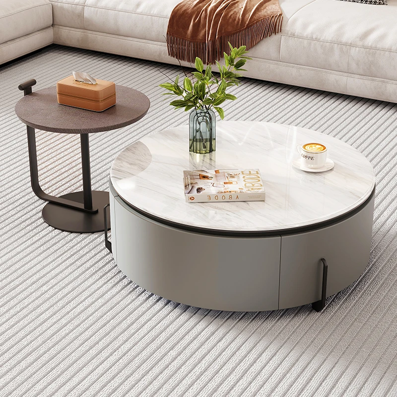 

Round Center Coffee Tables Storage Floor Luxury White Modern Coffee Tables Side Muebles Para El Hogar Living Room Furnitures