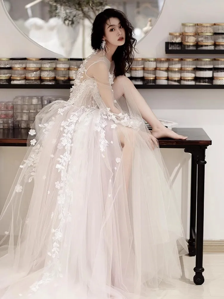 

Lace light luxury new style morning dress and tulle for going out