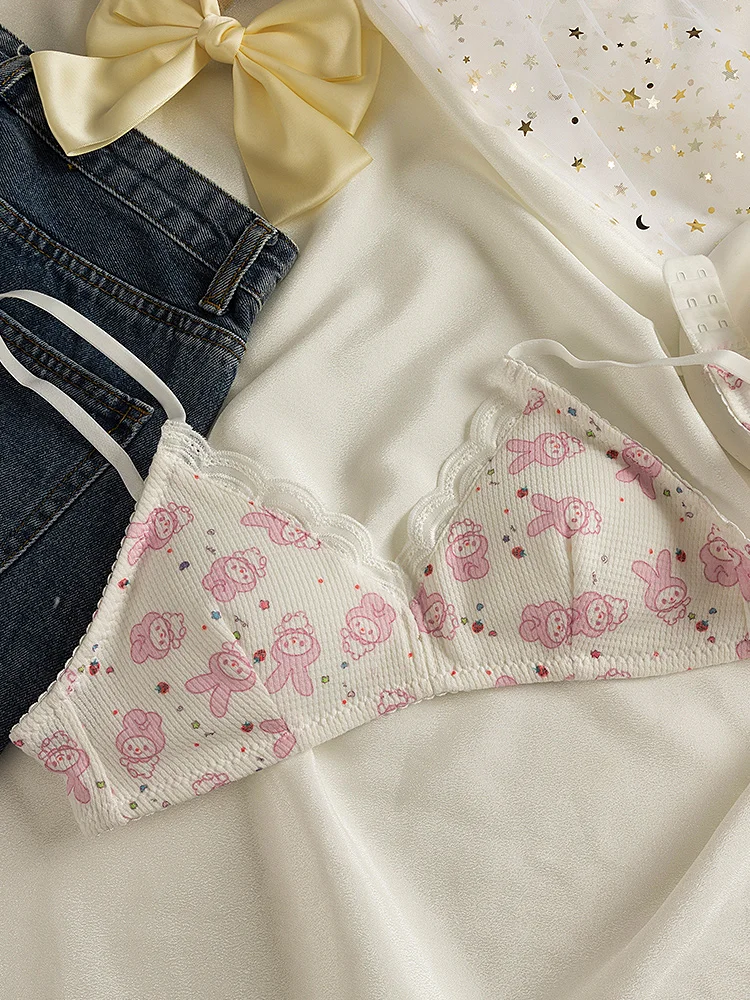 Cute Hello Kitty Underwear Pure Cotton Exquisite Girl Clean Health Bra Swimsuit Vest Sling Student Jacket Clothes Festival Gift