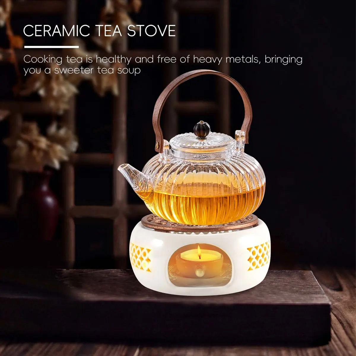 Ceramic Teapot Warmer Holder Base Tea Warmer Insulation Base Tea Coffee Water Warmer Candle Heating Base Holder Teaware &LICG