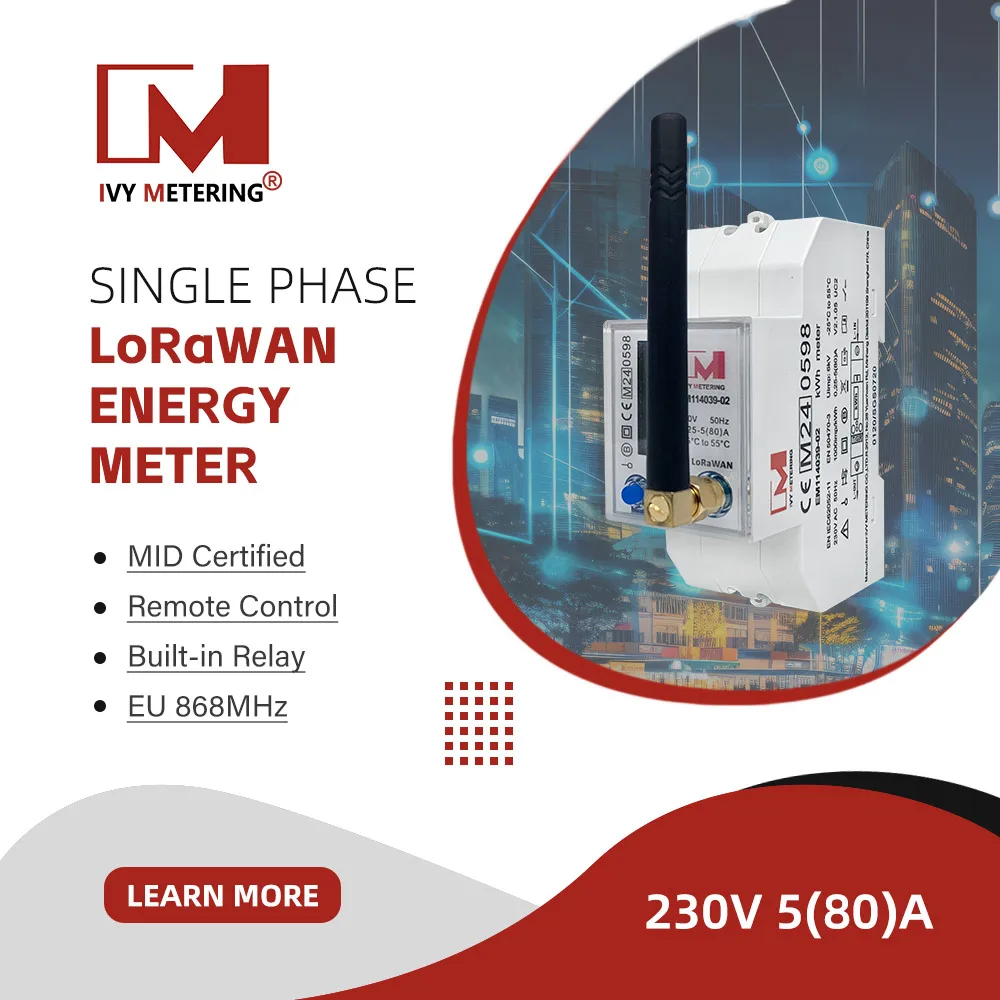 EM114039-01 energy meters with lorawan interface as923 au915 device EU868 AC power meter with Lorawan