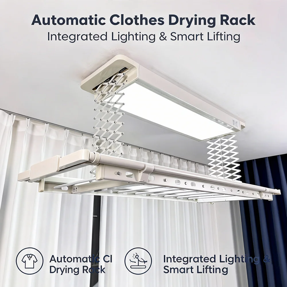 Multifunctional Electric Clothes Drying Rack with Heating Remote Control Indoor Use