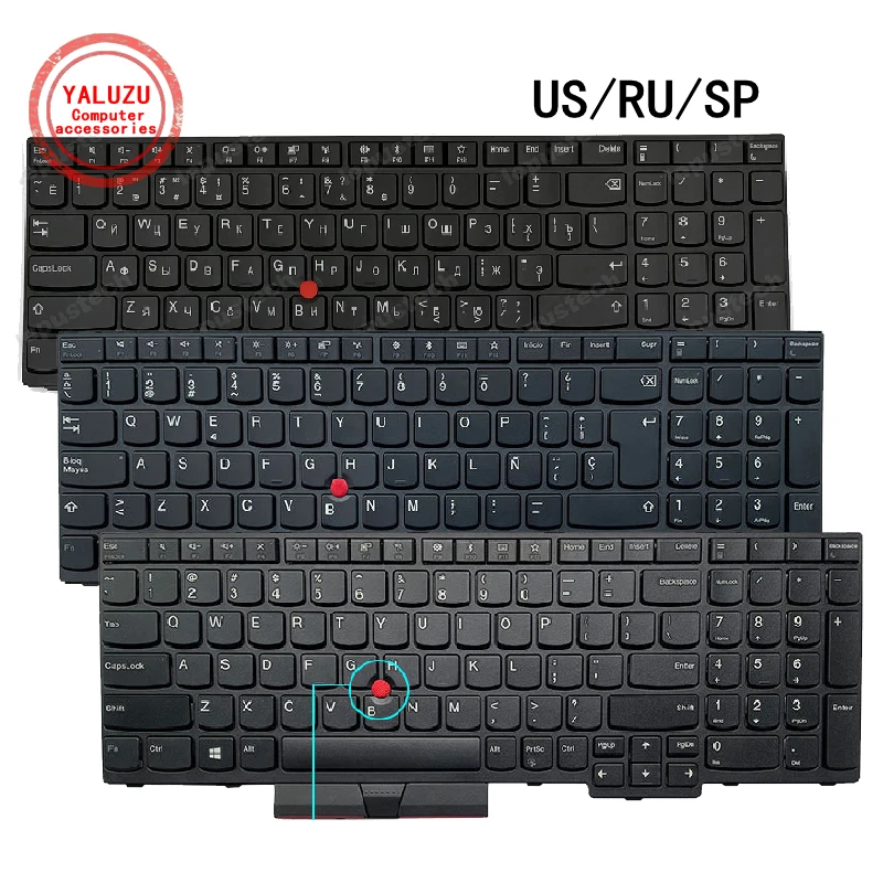 Klawiatura do laptopa US/RU/SP Lenovo Thinkpad E580 E585 E590 E595 L580 L590 T580S T590 R590 P52 P53 P72 P73 P15S T15 Gen1/Gen2