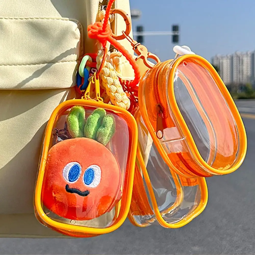 Transparent PVC Mystery Box Keychain Jewelry Organizer Cartoon Doll Storage Bag Cute Doll Bag Organization Dustproof Case