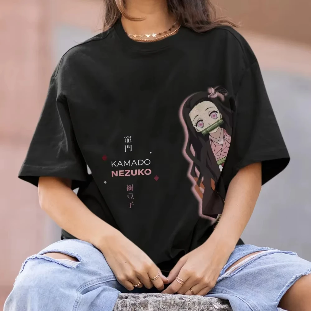 

Demon Slayer Kamado Nezuko Anime Graphic T-Shirt Women Oversized Short Sleeve Summer Casual Cotton Loose-Fit Streetwear Top