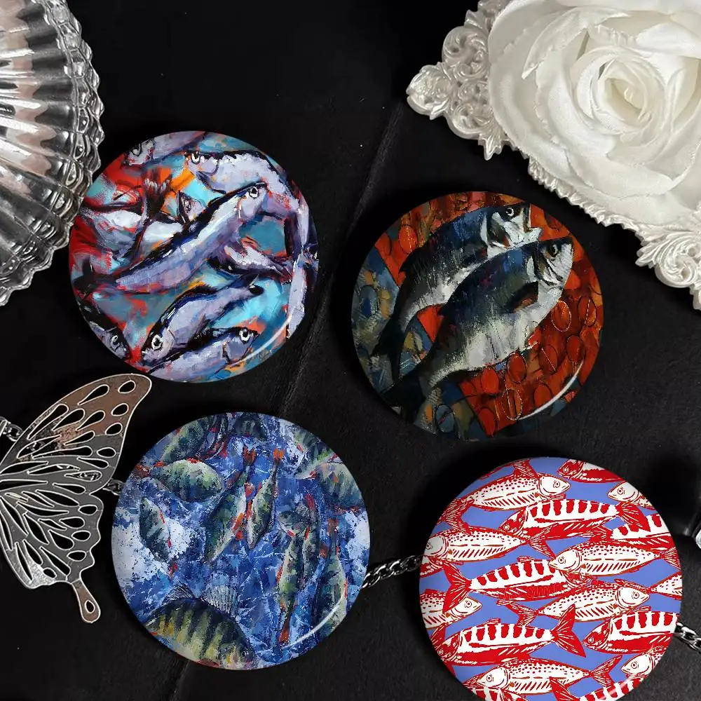 Colorful Sardine Lobster Fish Ocean Tinplate Pin Button Custom Anime Role Old-school Brooch Cartoon Collar Badge Jewelry Fans