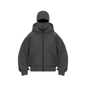 Unisex Plain Hooded Zip Up Sweatshirt Autumn Winter Ins Style Couple Matching Pullover Jacket 4