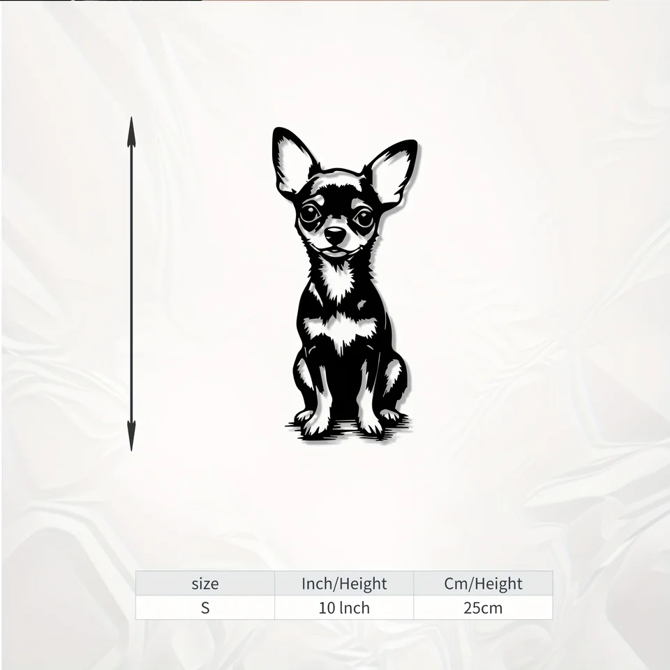 Mordern Metal Wall Art Cute Chihuahua Statue Aluminum Decor